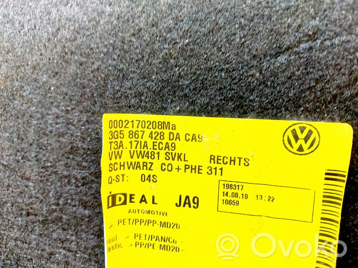 Volkswagen PASSAT B8 Muu vararenkaan verhoilun elementti 3G5867428