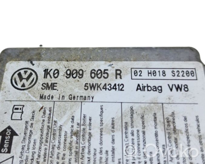 Volkswagen Jetta V Turvatyynyn ohjainlaite/moduuli 1K0909605R