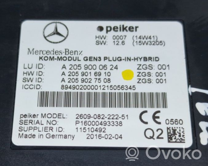 Mercedes-Benz C W205 Muut ohjainlaitteet/moduulit A2059000624
