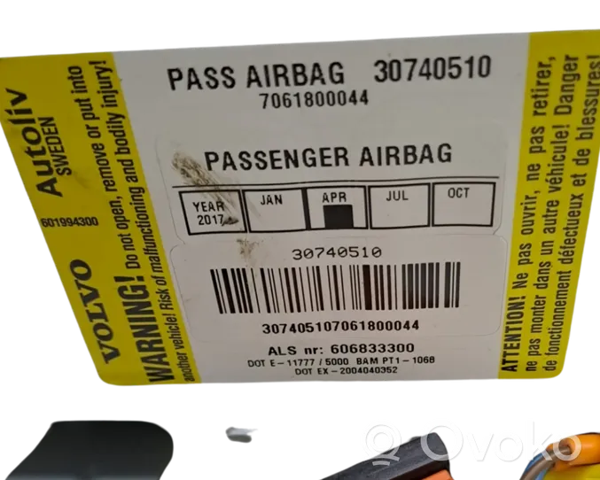 Volvo XC90 Poduszka powietrzna Airbag pasażera 30740510