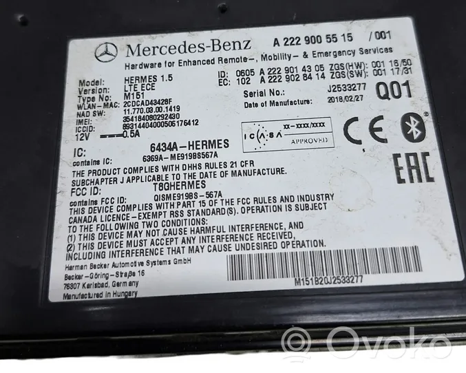 Mercedes-Benz CLS C257 Moduł / Sterownik Bluetooth A2229005515