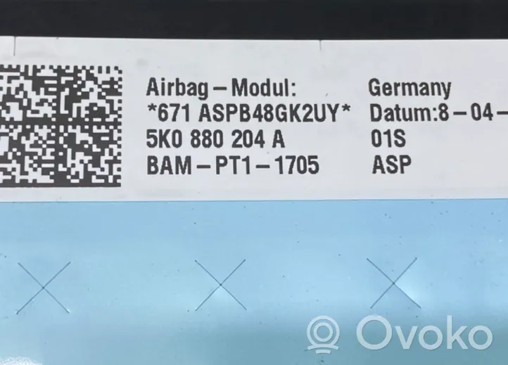 Volkswagen Tiguan Poduszka powietrzna Airbag pasażera 5K0880204A