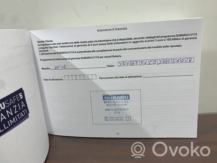 Subaru XV II Carnet d'entretien d'une voiture 