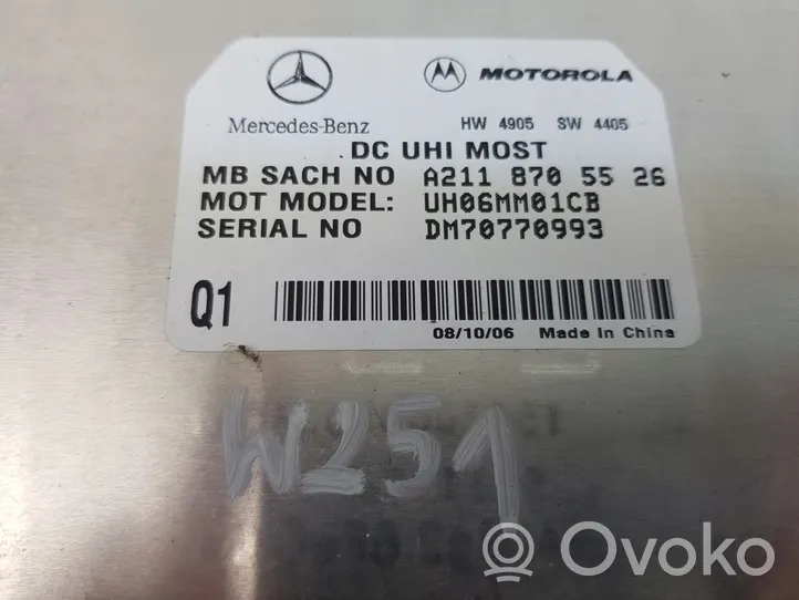 Mercedes-Benz R W251 Bluetoothin ohjainlaite/moduuli A2118705526