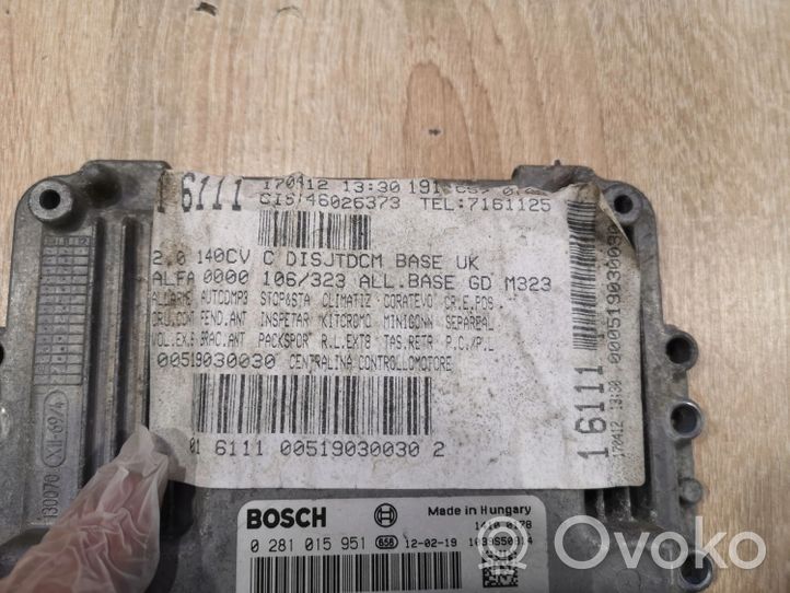 Alfa Romeo Giulietta Kit centralina motore ECU e serratura S191