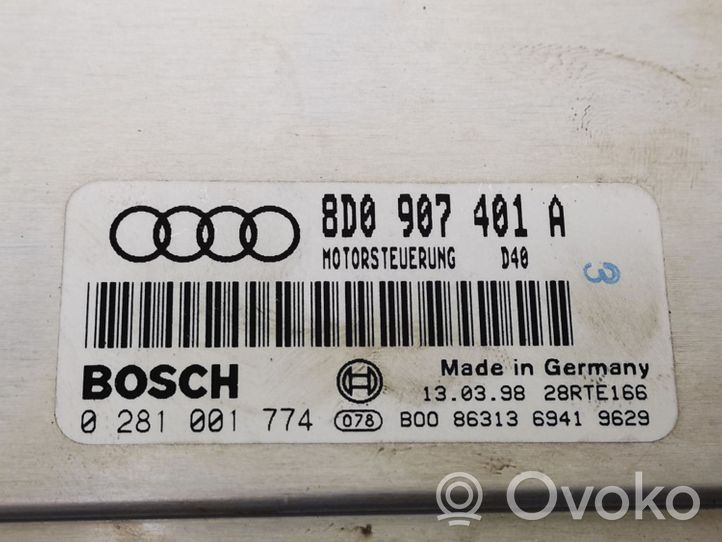 Audi A4 S4 B5 8D Moottorin ohjainlaite/moduuli 8D0907401A