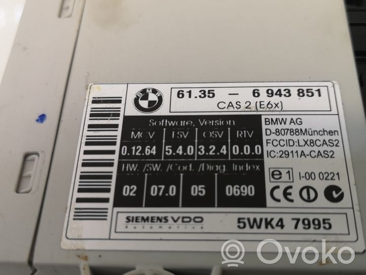 BMW 5 E60 E61 Модуль блока управления CAS 6943851