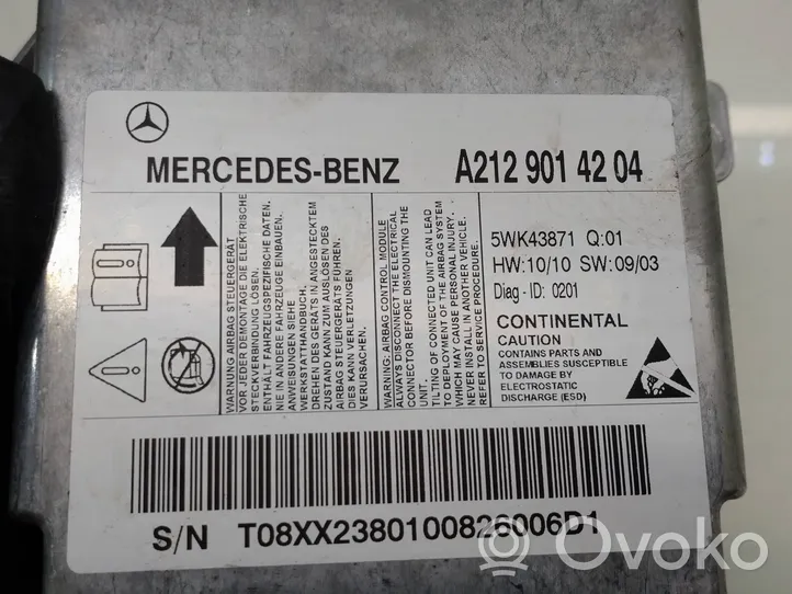 Mercedes-Benz E W212 Oro pagalvių valdymo blokas A2129014204