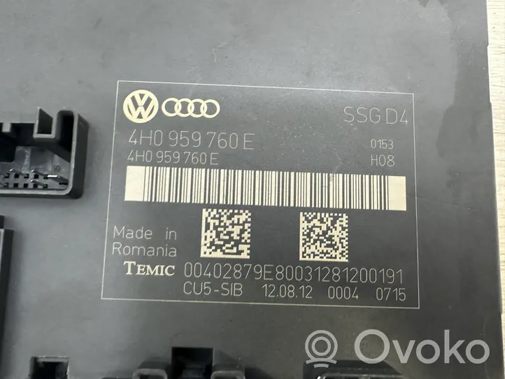 Audi A8 S8 D4 4H Moduł / Sterownik fotela 4H0959760E