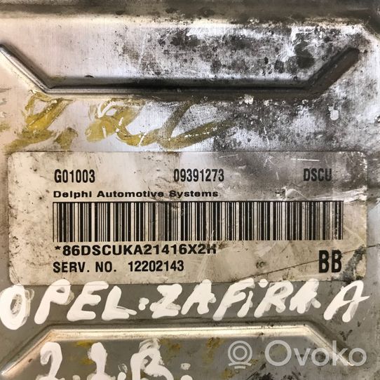 Opel Zafira A Moottorin ohjainlaite/moduuli 09391273