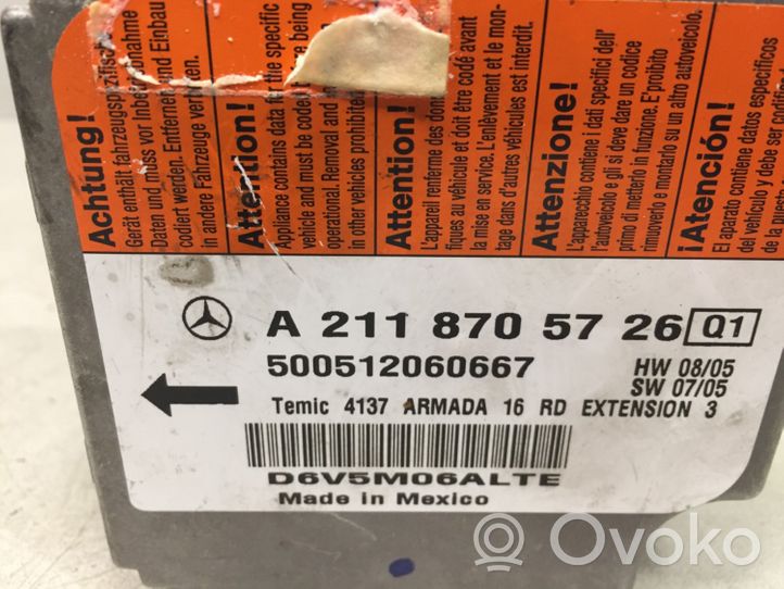 Mercedes-Benz CLS C219 Module de contrôle airbag A2118705726