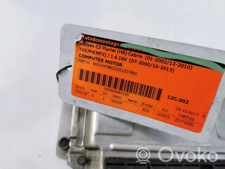 Citroen C3 Pluriel Kit centralina motore ECU e serratura 0261207860-