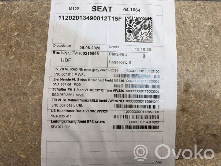 Seat Tarraco Garniture de panneau carte de porte avant 5NC867011