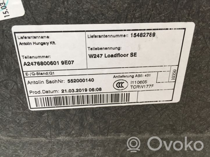 Mercedes-Benz B W247 Wykładzina podłogowa bagażnika A2476800601