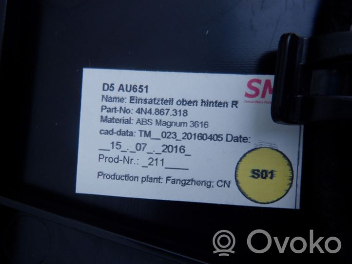 Audi A8 S8 D5 Boczki / Poszycie drzwi tylnych 4N4867318