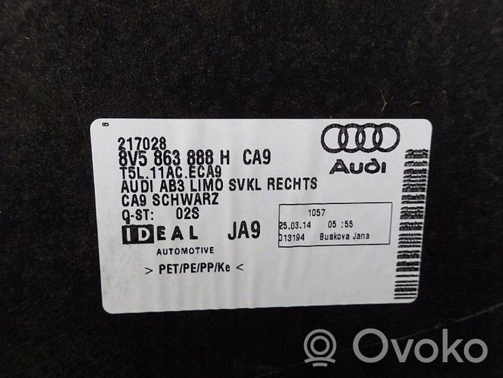 Audi A3 S3 8V Rivestimento pannello laterale del bagagliaio/baule 8V5863888H