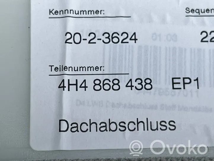 Audi A8 S8 D4 4H B-pilarin verhoilu (yläosa) 4H4868438