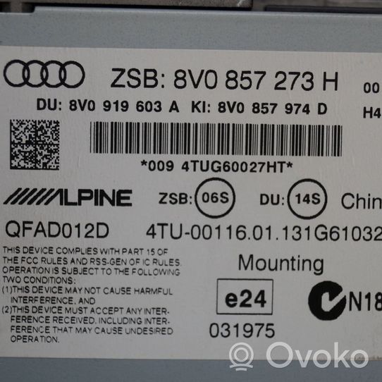 Audi A3 S3 8V Monitori/näyttö/pieni näyttö 8V0857273H