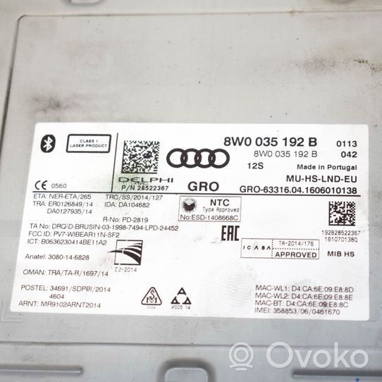 Audi A4 S4 B9 Radio / CD-Player / DVD-Player / Navigation 8W0035192B