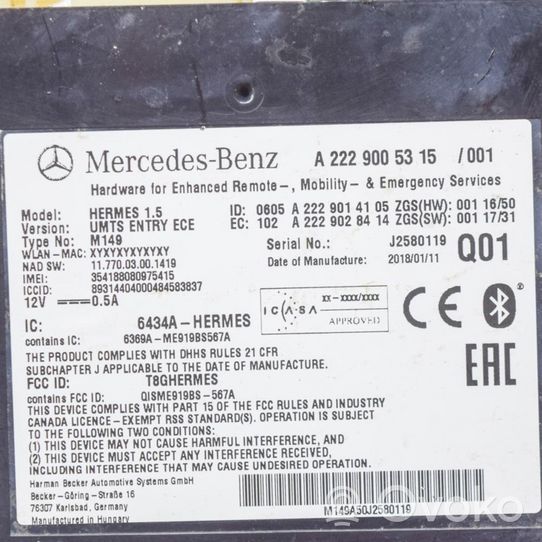 Mercedes-Benz CLA C117 X117 W117 Bluetoothin ohjainlaite/moduuli 6369AME919BS567A