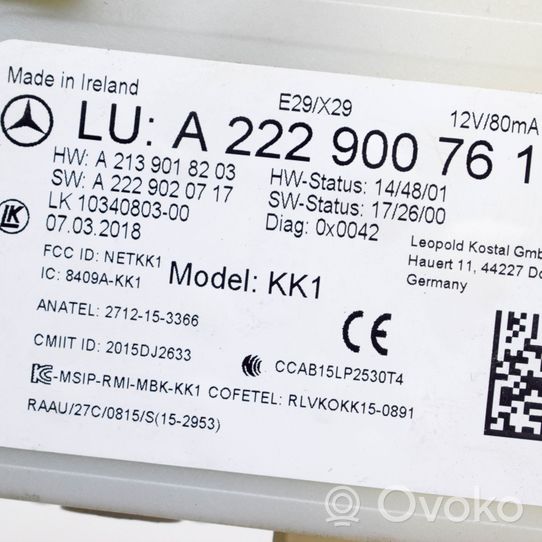 Mercedes-Benz E W213 Oven keskuslukituksen ohjausyksikön moduuli A2229007617