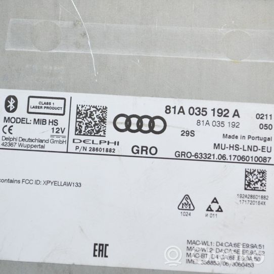 Audi A3 S3 8V Panel / Radioodtwarzacz CD/DVD/GPS 81A035192