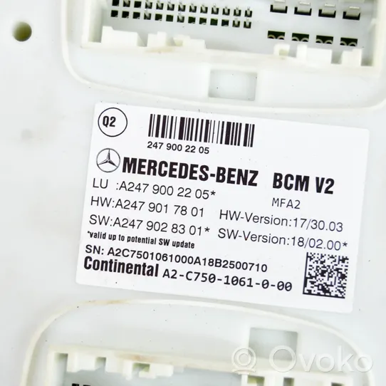 Mercedes-Benz B W247 Modulo di controllo del corpo centrale A2479002205
