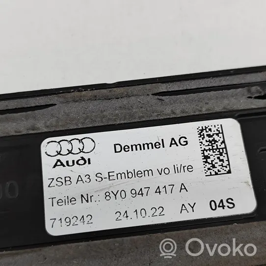 Audi Q4 Sportback e-tron (B) Revêtement de pilier (haut) 8Y0947417A