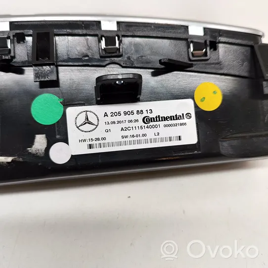 Mercedes-Benz GLC X253 C253 Interruptor de control del ventilador interior A2059058813