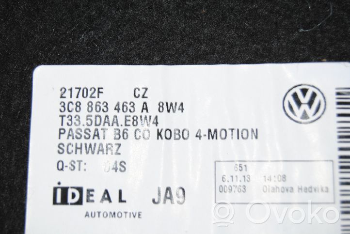 Volkswagen PASSAT CC Tappeto di rivestimento del fondo del bagagliaio/baule 3C8863463