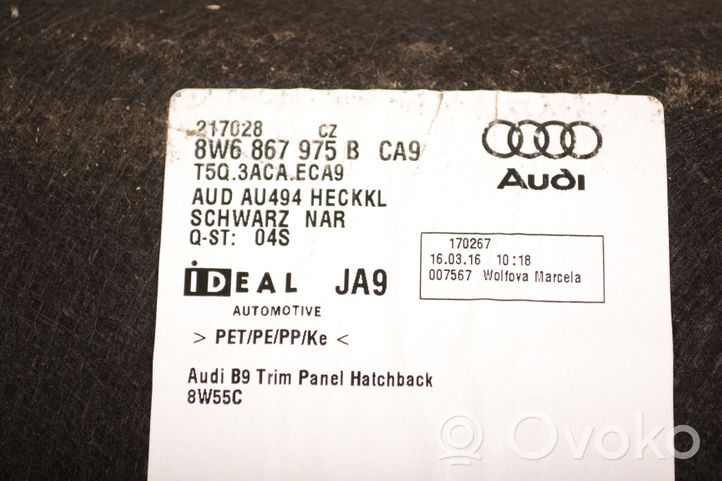 Audi A5 Poszycie / Tapicerka tylnej klapy bagażnika 8W6867975B