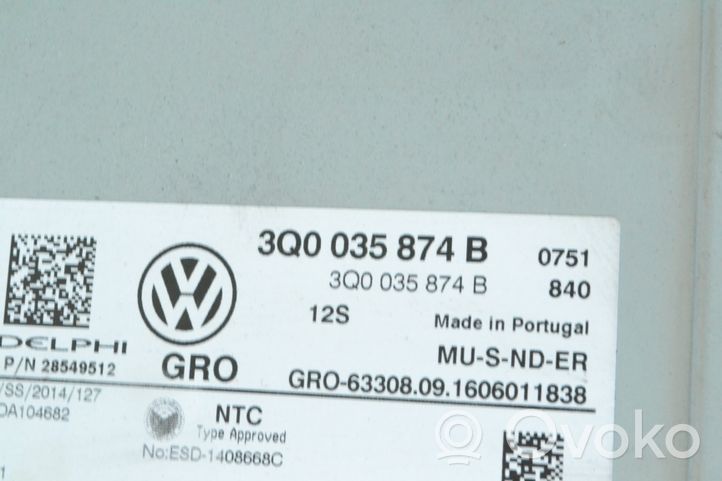 Volkswagen Golf VII Блок управления навигации (GPS) 3Q0035874B