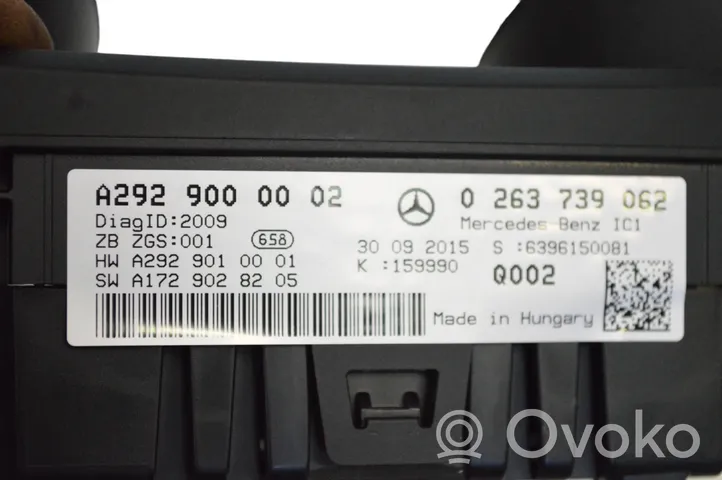 Mercedes-Benz GLE (W166 - C292) Nopeusmittari (mittaristo) A2929010001