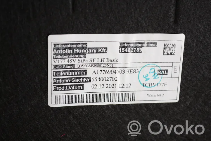 Mercedes-Benz A W177 Tavaratilan kaukalon tekstiilikansi A1776908103