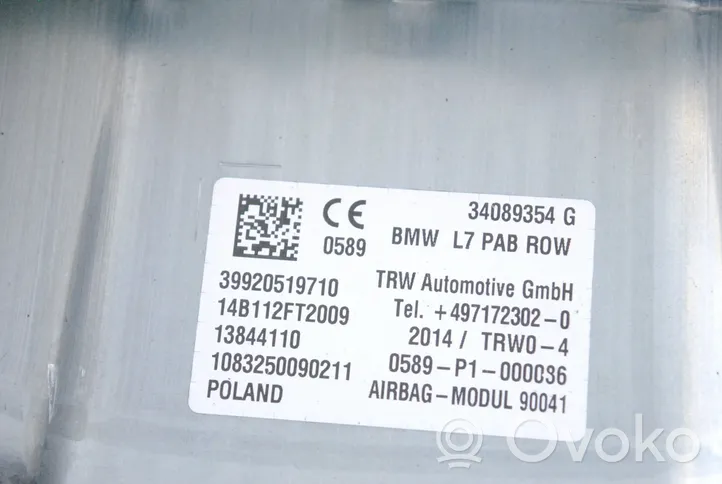BMW 3 F30 F35 F31 Poduszka powietrzna Airbag pasażera 34089354G