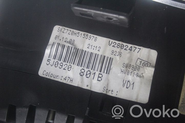 Skoda Fabia Mk2 (5J) Zegar 5J0920801B