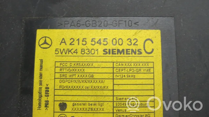 Mercedes-Benz CL C215 Oven keskuslukituksen ohjausyksikön moduuli A2155450032