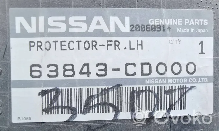 Nissan 350Z Rivestimento paraspruzzi passaruota anteriore 63843CD000