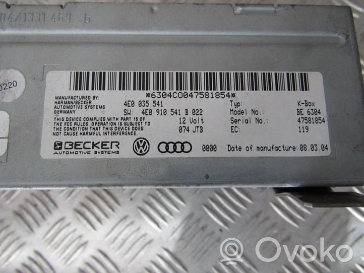 Audi A8 S8 D3 4E Radio/CD/DVD/GPS-pääyksikkö 4E0035541