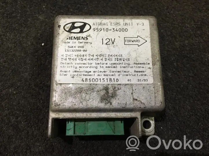 Hyundai Sonata Airbag control unit/module 9591034000