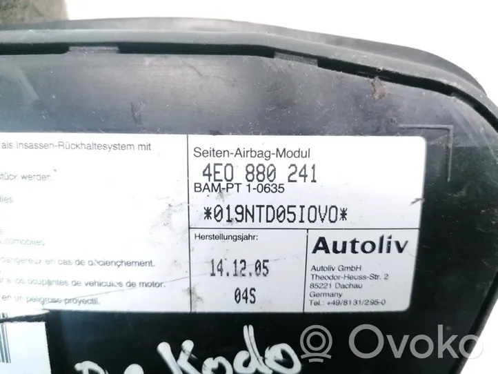 Audi A8 S8 D3 4E Istuimen turvatyyny 4e0880241