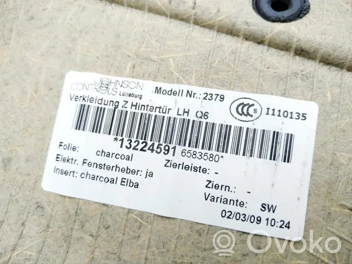 Opel Astra H Rivestimento del pannello della portiera posteriore 13224591