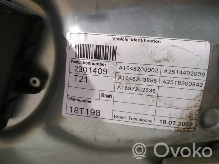 Mercedes-Benz ML W164 Mécanisme de lève-vitre avec moteur a1648203002