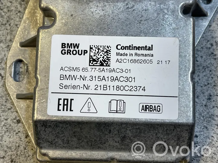 BMW X1 F48 F49 Turvatyynyn ohjainlaite/moduuli 5A19AC3