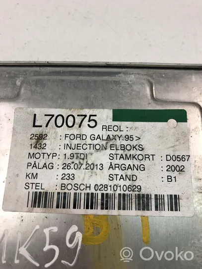 Ford Galaxy Komputer / Sterownik ECU silnika 0281010629