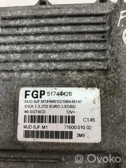 Fiat Idea Komputer / Sterownik ECU silnika 51744426