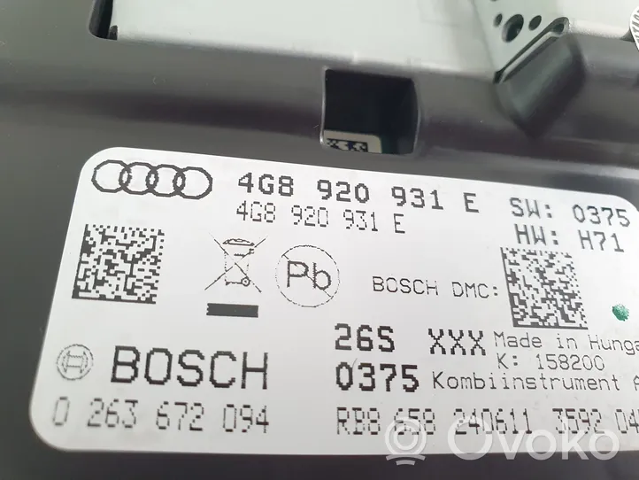 Audi A6 S6 C7 4G Tachimetro (quadro strumenti) 4G8920931E