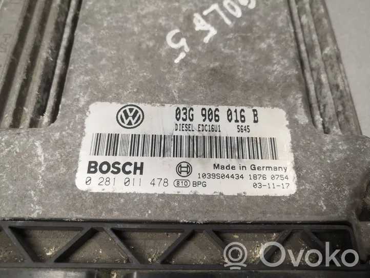 Volkswagen Golf V Centralina/modulo del motore 03G906016B