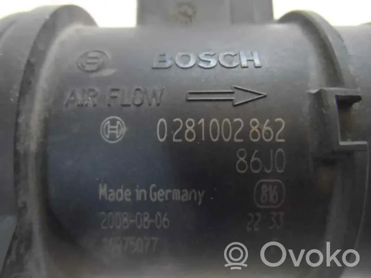 Opel Agila B Przepływomierz masowy powietrza MAF 0281002862