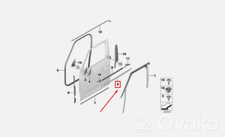 Mini Cooper Countryman F60 Moulure de porte avant 7390099